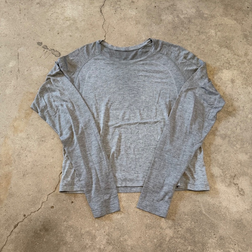 Lululemon Swiftly Tech Long Sleeve Shirt Women 10 Gray Mesh Activewear